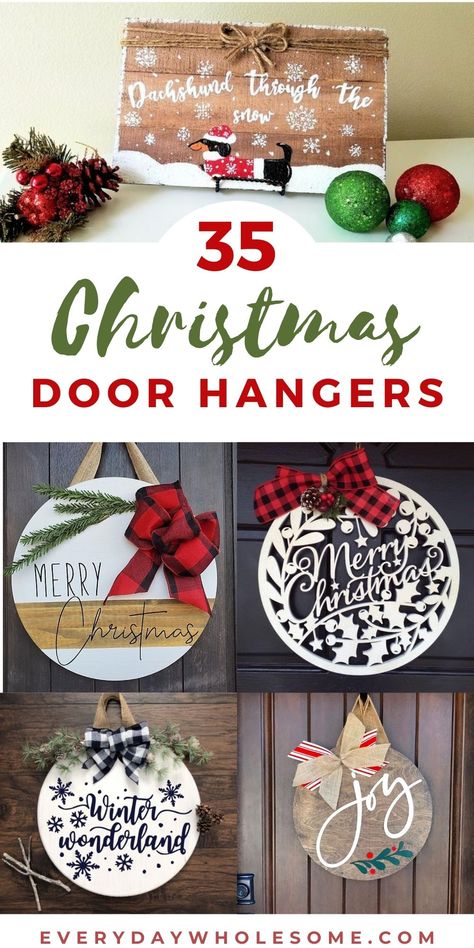 Door Hangers Ideas, Front Door Hangers, Christmas Door Hangers, Christmas Signs Diy, Cricut Christmas Ideas, Christmas Wooden Signs, Christmas Front Door, Front Door Christmas Decorations, Door Signs Diy