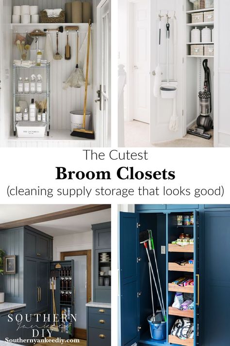 Diy Broom Closet, Broom Closet Organizer, Broom Cabinet, Cleaning Cupboard, Mop Storage, Cleaning Closet Organization, Broom Storage, Cleaning Supply Storage, Mudroom Laundry