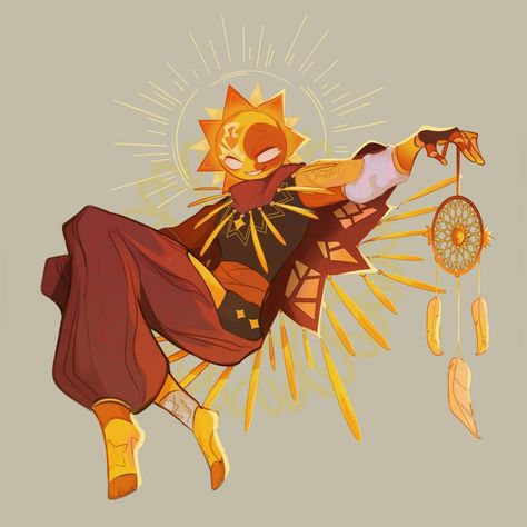 Sun Themed Character Design, Sun Character Design, Sun Person, Sundrop Fanart, Sun And Moon Human, Sun Fanart, Sun Oc, Sun Character, Eclipse Design