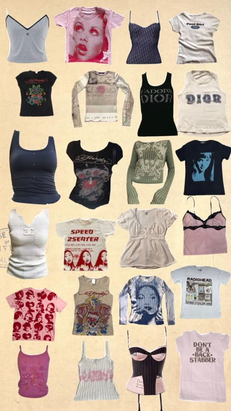 Y2k Tops Aesthetic, Fitted Y2k Tops For Summer, Y2k Cami Crop Top For Summer, Y2k Style Cami Tank Top, Y2k Fitted Cami Crop Top, Early 2000s Shirts & Tops, 2000s Tops, Y2k Tops, Downtown Outfits