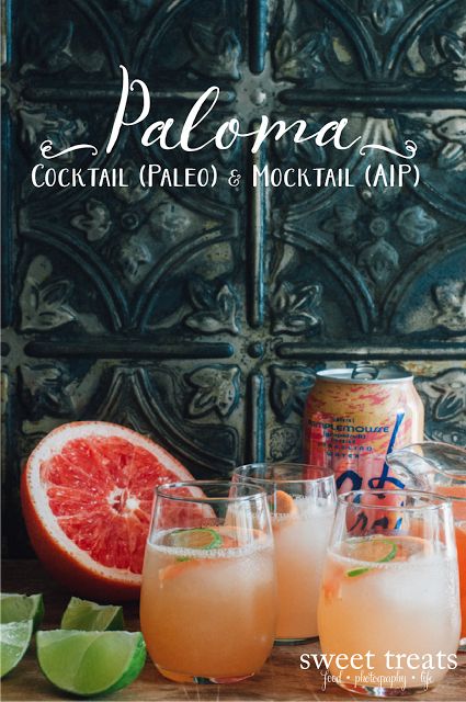 Paloma Cocktail & Mocktail (Paleo & AIP) Paleo Mocktails Non Alcoholic, Whole 30 Mocktail Recipes, Lacroix Mocktail Recipes, Aip Mocktails, Non Alcoholic Paloma, Paleo Alcoholic Drinks, Paleo Mocktail, Paleo Cocktails, Paleo Beverages