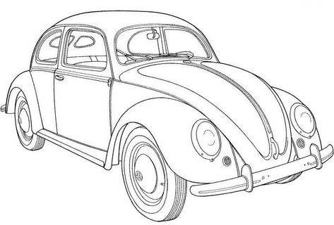 Motor Balap, Race Car Coloring Pages, Shopkins Colouring Pages, Cars Coloring, Vw Art, Beetle Car, Truck Coloring Pages, Cars Coloring Pages, Old Classic Cars