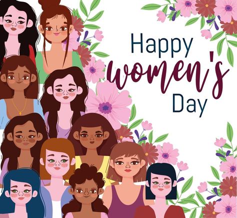 Womens Day international celebration group female and flowers card Neck Exercises, Flowers Card, Happy Women, Viral Post, Ladies Day, Vector Art, Vector Free, Royalty, Royalty Free