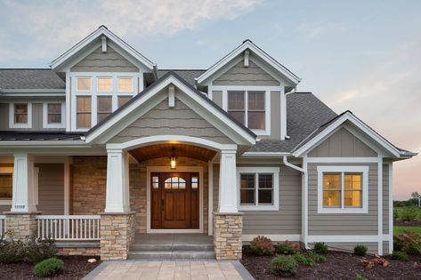 Sutton Ridge Residence - Craftsman - Exterior - Milwaukee - by Highland Builders LLC | Houzz Modern Craftsman Exterior, Farmhouse Architecture, Craftsman Exterior, Open Concept Home, Modern Craftsman, Craftsman Style Homes, Concept Home, Home Design Ideas, House Elevation