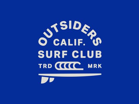 The Outsiders - Badge exploration by Alex Aperios #dribbble #design #surf #surfing #california #logo #logodesign #branding Surfing Logo Design, Surf Branding Design, Surf Brand Design, Surf Club Logo, Surf Board Logo, Surfer Branding, Surf Brand Logo, California Logo Design, Surf Font