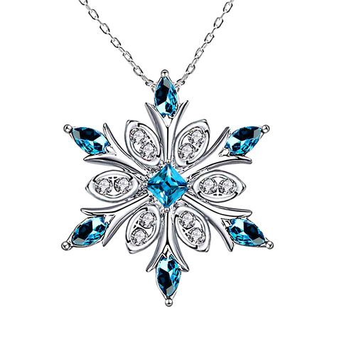 Snowflake Necklace, Cheap Necklaces, Crystal Snowflakes, Snowflake Pendant, Geometric Necklace, Necklace Online, Silver Blue, Blue Crystals, Pure Silver