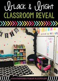 Black & Bright Classroom Reveal Bright Classroom Decor, Bright Classroom, Chalkboard Classroom, Classroom Decor Middle, Chalkboard Theme, Classroom Decor High School, Classroom Makeover, Classroom Decor Themes, 4th Grade Classroom