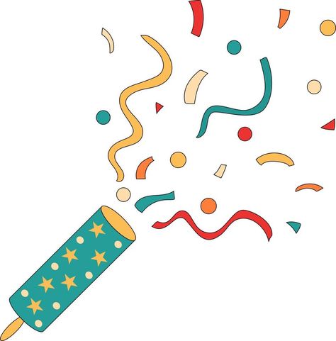 Party popper with flying confetti Party Popper Drawing, Confetti Drawing, Bday Decoration, Confetti Poppers, Party Poppers, Architecture Drawing Art, Creative Painting, Graphic Templates, Creative Ads