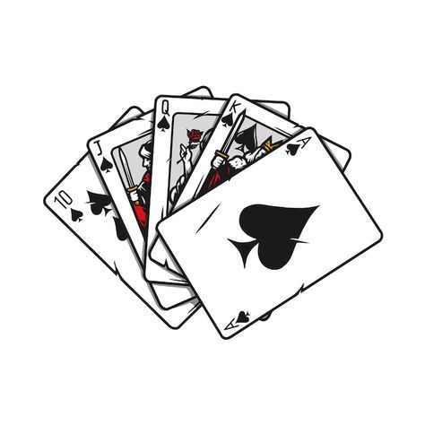 Vector royal flush of spades poker hand | Premium Vector #Freepik #vector #ace-logo #king-card #ace-spades #spade Marine Tattoo, Thumbs Up Sign, Pirate Eye Patches, Retro Helmet, King Card, Flag Template, Poker Hands, Hat Vector, Royal Flush