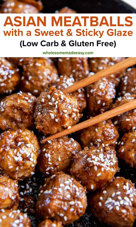 Low Carb Asian, Gluten Free Meatballs Recipe, Meatballs Sauce Recipe, Sweet Meatballs, Asian Chicken Meatballs, Healthy Meatballs, Ground Beef Meatballs, Meatball Recipes Crockpot, Asian Meatballs