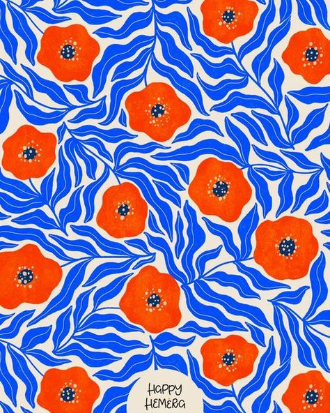 Sofia Daskalaki ☘️ on Instagram: "Oooow! I missed so much my red and blue florals! This is a brand new design. Stay tuned cause more florals are coming... ​​​​​​​​ Have a bright & colorful Weekend you all! 🤗 ​​​​​​​​ ​​​​​​​​ #patternlife #colorandpattern #patternandcolour #mylifeinpattern #colorplayallday #colorplay #surfacedesigner #surfacedesigns #surfacedesignersofinstagram #patterndesigns #printandpatternnature #patterndesigner #patterndesignergreece #artlicensing #artlicensingcollection # Surface Pattern Design Inspiration, Pattern Design Inspiration, Illustration Blume, Blue Florals, Design Textile, Pattern Illustration, Pottery Painting, Diy Hacks, Surface Pattern Design