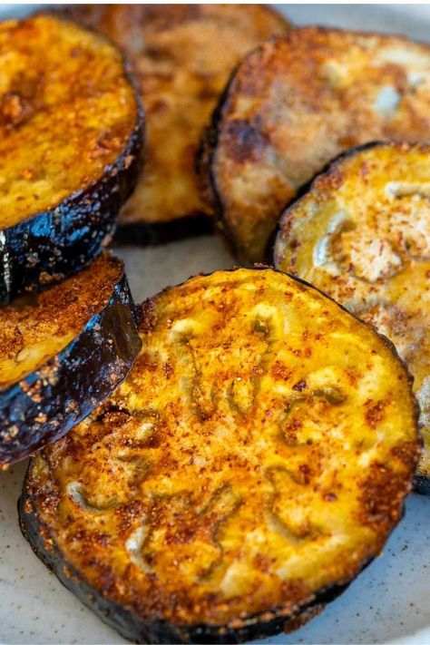 Air Fryer Eggplant (The BEST way to eat eggplant!) - Earth Blokes Eggplant On Blackstone, Ways To Use Eggplant, Healthy Egg Plant Meals, Sliced Eggplant Recipes, Eggplant In Airfryer, How To Cook Egg Plant Recipes, Ways To Make Eggplant, Aubergine Recipe Air Fryer, Eggplant Recipes Airfryer