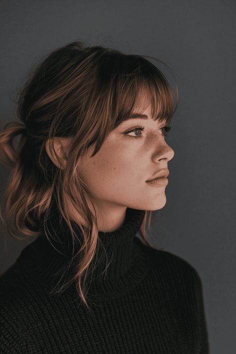 52 Subtle Trendsetting Bangs - Project Hairstyles 60s Bangs Hairstyles, Mid Length Bangs Haircut, Chic Bangs Hairstyle, Hannah Simone Bangs, Bangs And Long Bob, Long French Bangs, Hairstyles While Growing Out Bangs, Alexa Chung Hair Bangs, Wavy Hairstyles With Curtain Bangs