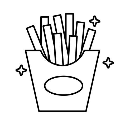 delicious french fries fast food line style icon French Fries Drawing Easy, How To Draw French Fries, French Fries Vector, French Fry Drawing, French Fries Tattoo, French Fries Drawing, Fast Food Drawing, Fries Drawing, French Fries Clipart