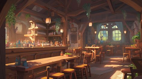 Fantasy Inn Interior, Tavern Lighting, Tavern Drawing, Tavern Aesthetic, Fantasy Inn, Interior Concept Art, Casa Hobbit, Yami Yami, Environment Reference