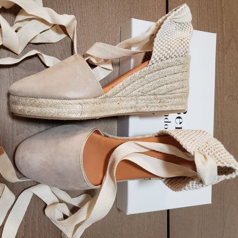 Suede Beige Wedge Espadrilles Lk Bennett London Super Soft Suede Leather Almond Shape Toe, Tie Up Straps Box Included Dust Bag Included 38 Eu Lk Bennett Shoes, Beige Wedges, Crystal Heels, Lk Bennett, Wedge Espadrilles, Almond Shape, Nude Pumps, Suede Wedges, Suede Pumps