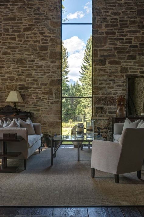 Rustic Stone Timber House-JLF Architects-12-1 Kindesign Nature Luxury, Barn Renovation, Rustic Stone, House On The Rock, Timber House, Stone Cottage, Barn Style House, Floor To Ceiling Windows, Stone Houses