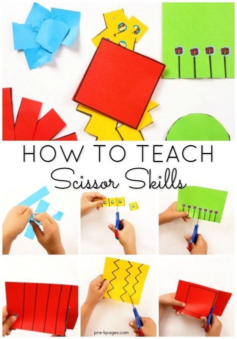 Scissor Activities, Step Children, Scissors Skills, Skills For Kids, Preschool Fine Motor, How To Teach Kids, Scissor Skills, Pre K Activities, Motor Skills Activities