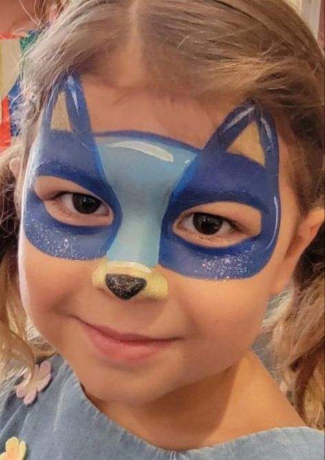 Easy Facepainting Kids Boys, Face Paint For Halloween For Kids, Bluey Face Painting Kids, Lol Face Painting, Bluey And Bingo Face Paint, Bluey Cartoon Face Paint, Bluey Bingo Face Paint, Easy Face Paint Animals, Superhero Face Paint Easy