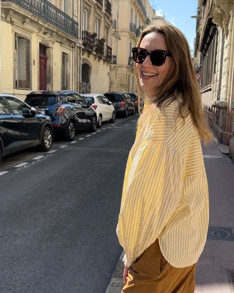 💛🤍 add some sunshine to your outfit with the yellow striped ELLI SHIRT designed with an oversized fit and voloumios sleeves. This shirt blouse is comfortable to wear for both work and vacation as part of your all-season wardrobe💫 Yellow And White Striped Shirt Outfit, Yellow Striped Shirt Outfit, White Striped Shirt Outfit, Yellow Striped Shirt, Outfits With Striped Shirts, Yellow Stripes, Striped Shirt, Shirt Outfit, Shirt Blouses