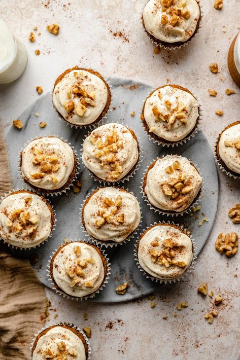 Tender, fluffy pumpkin zucchini muffins topped with a luscious cinnamon cream cheese frosting. These easy pumpkin zucchini muffins are made in one bowl, are naturally sweetened, and are filled with cozy pumpkin pie spices! Truly the perfect breakfast or snack to enjoy during the fall months. #muffins #pumpkin #baking #healthysnack #healthybreakfast #fall #pumpkinrecipe Pumpkin Zucchini Muffins, Pumpkin Zucchini, Spiced Zucchini, Vegan Banana Muffins, Cinnamon Cream Cheese, Savory Pumpkin Recipes, Ambitious Kitchen, Zucchini Muffins, Fall Cooking