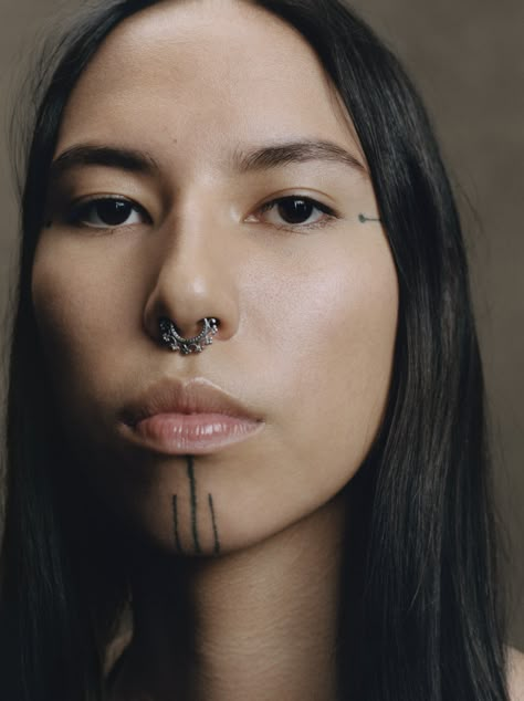 Zara's “Skin Love” Campaign Shows Indigenous Face Tattoos | POPSUGAR Beauty Love Campaign, Tattoo Makeup, Native Tattoos, Facial Tattoos, Concealer Shades, Popsugar Beauty, Face Tattoos, Makeup Tattoos, Full Face Makeup