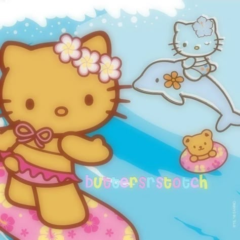 Tropical Hello Kitty, Tan Hello Kitty, Hello Kitty Wallpaper Hd, Pink Wallpaper Hello Kitty, Walpaper Hello Kitty, Cute Summer Wallpapers, Hello Kitty Characters, Kitty Stuff, Kitty Drawing