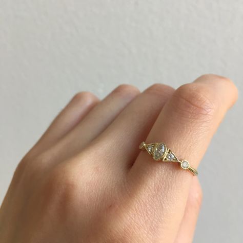 Pebble Ring, Jennie Kwon, Vintage Nostalgia, Alternative Bridal, Lace Ring, Deco Ring, Grey Diamond, Marquise Diamond, Diamond Set