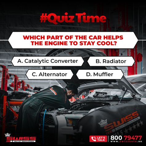 Rev up your brain cells!!  It's time to tackle our car quiz and show your car knowledge!! Comment your answer below.   For immediate bookings and appointments: 800-7-9477 Visit: https://bit.ly/3OYe3X1 WhatsApp: https://bit.ly/swiss-whatsapp  #swissauto #royalswissauto #enginecare #luxurycars #carmaintenance #carcaretips #CarserviceUAE #luxurycarservice Car Quiz, Car Knowledge, Linkedin Post, Car Care Tips, Brain Cells, Car Service, Car Repair, Car Maintenance, Luxury Car