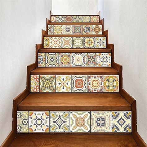 Tile Backsplash Diy, Staircase Decals, Diy Tile Backsplash, Backsplash Diy, Stair Decals, Stair Riser Decals, Diy Decals, Decor Mural, Stair Stickers