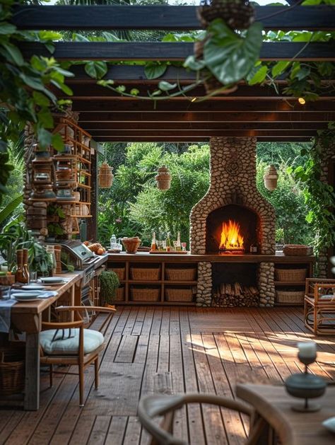 Mountain Cabins Log Cabin Deck, Cabin Decks, Rustic Outdoor Spaces, Cabin Deck, Bathroom Ideas On A Budget, Outdoor Fireplace Patio, Bathroom Ideas Small, Backyard Renovations, Tiny Cottage