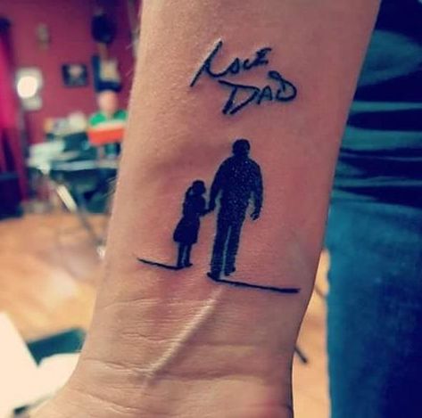 Dad Daughter Tattoo, Tattoos For Dad Memorial, Memorial Tattoo Designs, Father Daughter Tattoos, Father Tattoos, Petit Tattoo, Remembrance Tattoos, Dad Tattoos