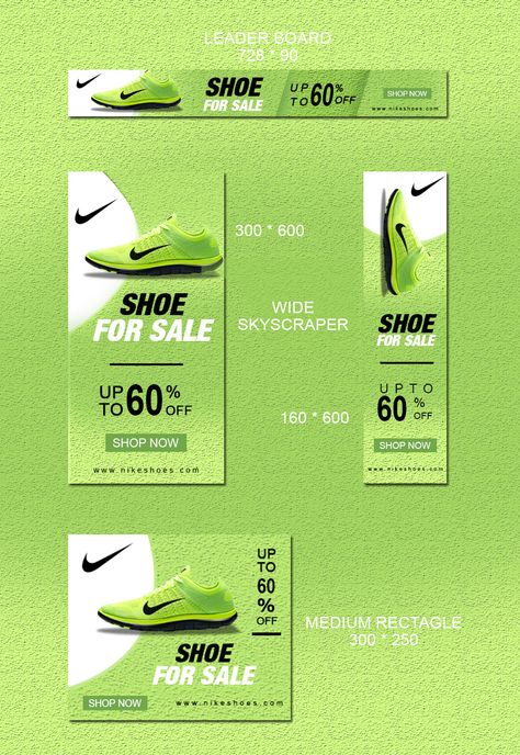 Check out my @Behance project: “Nike shoe Banners” https://www.behance.net/gallery/65215423/Nike-shoe-Banners Nike Banner Design, Sneakers Banner Design, Shoes Advertising Design, Nike Billboard, Nike Post, Shoes Banner Design, Nike Banner, Google Ads Design, Shoes Banner