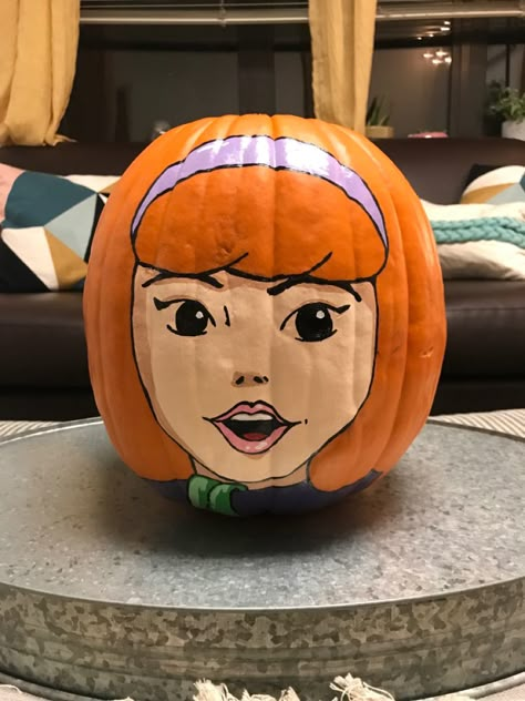 Halloween Painting On Pumpkin, Baddie Pumpkin Painting, No Carve Pumpkin Painting Ideas, Pumpkin Painting Ideas Scooby Doo, Cartoon Painted Pumpkins, Pumpkin Painting Ideas For Breast Care Awareness, Pumpkin Painting Theme Ideas, Matching Painted Pumpkins, Princess Painted Pumpkins