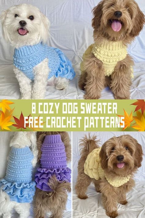 Sweater Crochet Patterns, Dog Sweater Crochet, Crochet Dog Sweater Free Pattern, Pet Clothes Patterns, Diy Dog Sweater, Crocheted Dog, Knitted Dog Sweater Pattern, Crochet Dog Clothes, Dog Sweater Crochet Pattern