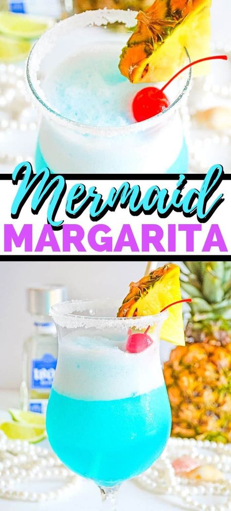 Mermaid margarita - A frozen cocktail perfect for summer. This delicious blue frozen margarita is made with tequila, triple sec, blue curacao, lime juice, and honey. Click through for the easy recipe. #margarita #summercocktails #cocktailrecipes #cocktails #mermaid #tequila Mermaid Margarita, Blue Margarita Recipe, Cocktails Night, Frozen Watermelon Margarita, Frozen Mermaid, Frozen Mango Margarita, Frozen Strawberry Margarita, Strawberry Margarita Recipe, Blue Margarita