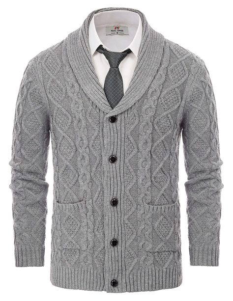 PRICES MAY VARY. Material: 98%Acrylic+2%Polyester, Hand wash/Machine wash/Dry clean/Do Not Bleach/Flat Dry Button closure Design: Long sleeve; Shawl collar; Button placket; Cable pattern; Two open patch pockets; Ribbed sleeve cuffs and hemline Shawl Collar: This mens cardigan sweater features shawl collar, It looks stylish, elegant, retro, chic, A great addition to your wardrobe Cable Stitch: The sweater with Irish twist design, Cable pattern symbolises the fisherman's ropes, while the diamond s Mens Shawl Collar Cardigan, Mens Shawl, Cable Sweaters, Sweater With Buttons, Male Kimono, Fair Isle Cardigan, Fall Cardigans, Mens Cardigan Sweater, Aran Sweater