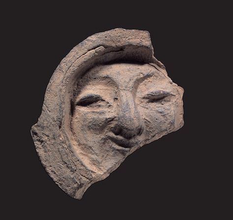 Roof-end Tile with Human Face Ancient Korean Art, Round Cheeks, Prominent Nose, Face Creator, Protruding Eyes, Book Play, Cultural Artifact, Gyeongju, Art Pierre