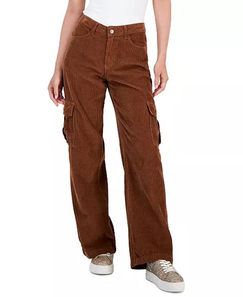 Tinseltown - Juniors' Cotton Corduroy Low-Rise Cargo Jeans Corduroy Fabric, Casual Date, Olive Color, Cargo Jeans, Brown Color, Cotton Material, Low Rise, Jeans Size, Brand New