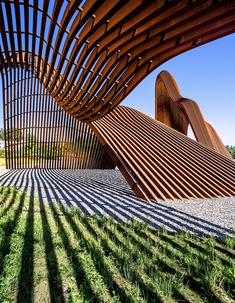 Mountain Inspired Architecture, Pavilion Architecture, Parametric Architecture, Wooden Structure, Parametric Design, Image 3d, Urban Furniture, Street Furniture, Diagram Architecture