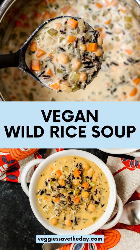 Creamy Vegan Wild Rice Soup will remind you of the classic Minnesota recipe, but it's made with whole-food plant-based ingredients. You can make it in an Instant Pot or on the stove. It's full of incredibly delicious flavors and textures and features chickpeas and homemade cashew cream. Creamy Wild Rice Soup, Fiber Recipes, Desayuno Keto, Healthy Superfoods, Soup Vegan, Vegan Soup Recipes, Wild Rice Soup, Vegan Soups, Rice Soup