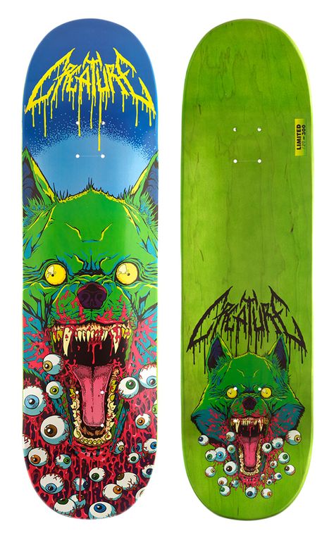 Creature Skateboards: Atomic Bummer on Behance Creature Skateboards, Longboard Design, Old School Skateboards, Surf Logo, Skateboard Deck Art, Indie Photography, Skateboard Art Design, Skate And Destroy, Custom Skateboards