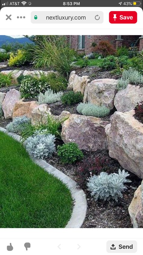 Rockery Garden, Sloped Backyard Landscaping, Landscaping A Slope, Landscaping On A Hill, Landscaping With Large Rocks Front Yard, Stone Landscaping, Landscaping With Boulders, Rock Garden Design, Rock Landscaping