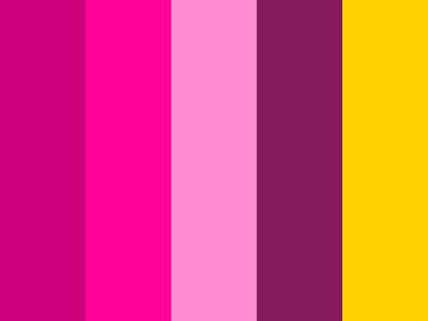 "Princess Bubblegum" Erase the yellow, and you have some cute, bold colors to work with. Not great for someone like me, who does data analysis :( but if you sell girly crafts, or have a diy blog for ladies this might be food for thought - very original Bubblegum Color Palette, Girly Crafts, Bubblegum Color, Vintage Colour Palette, Cool Color Palette, Colour Story, Color Palette Challenge, Drawing Accessories, Color Schemes Colour Palettes