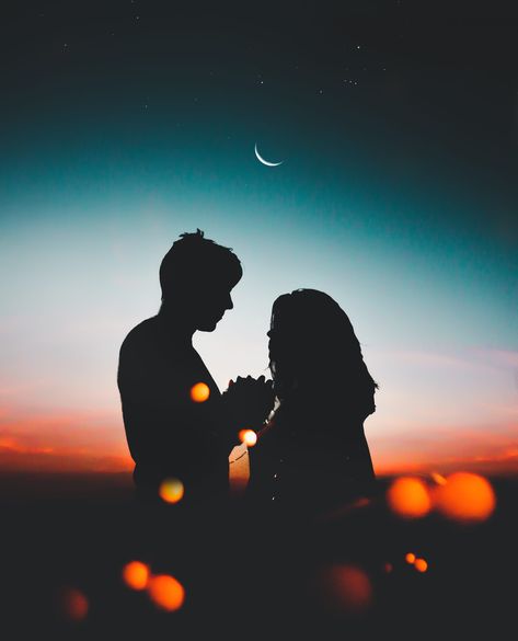 dawn, man, couple, love #affection #afterglow #backlit #blur #bokeh #couple crescent moon #dark #dawn #dusk #evening #lights #love #man #moon #outdoors #people #photography #romance #romantic #scenery #scenic #silhouette #togetherness #woman #2K #wallpaper #hdwallpaper #desktop Types Of Kisses, Beautiful Small Tattoos, Adverse Childhood Experiences, Ellis Island, Love Phrases, Foto Vintage, Couple Wallpaper, Love Status, Love Photos