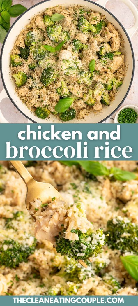 Healthy Chicken Broccoli and Rice is an easy, one pot skillet meal you'll love! Done in under 45 minutes, this is perfect for a quick dinner! Easy Chicken And Rice Meal Prep, One Pot Protein Meals, Chicken And Broccoli Diet, Healthy Chicken And Rice Recipes Clean Eating, Chicken Broccoli Rice One Pot, Cheesy Chicken Broccoli Rice Skillet, Chicken Broccoli Rice Cheese Skillet, Minute Rice Chicken And Broccoli, Healthy Chicken And Rice Recipes