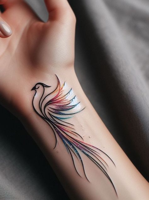 Mutterschaft Tattoos, Tato Phoenix, Phoenix Tattoo Feminine, Small Phoenix Tattoos, Phoenix Bird Tattoos, Phoenix Tattoo Design, Semicolon Tattoo, Tato Lengan, Tasteful Tattoos