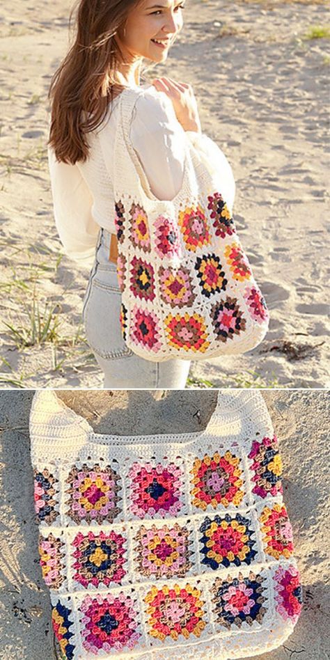 Enders Game, Crochet Clutch Pattern, Sac Granny Square, Tote Crochet, Tote Bag Pattern Free, Crochet Beach Bags, Crochet Spring, Walker Bag, Crochet Market