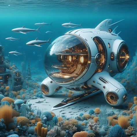 Future Explored | luxury submarines #submarine #submersible | Instagram Sci Fi Submarine, Submarine Aesthetic, Future Submarine, Futuristic Boat, Flying Submarine, Exploration Vehicle, Futuristic Transportation, Nautilus Submarine, Chevy Traverse