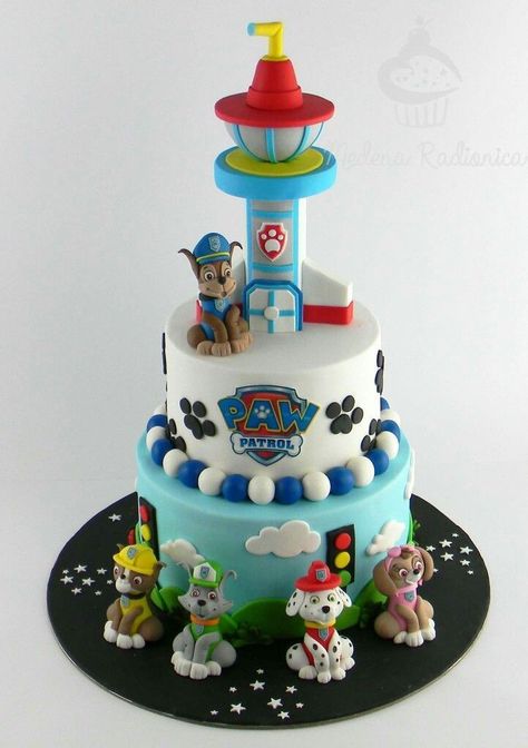 Paw Patrol Cake - Decorated Cake By Shereen - Cakesdecor 96C Paw Patrol Party Cake, Zoes Fancy Cakes, Paw Patrol Party Decorations, Firetruck Cake, Miss Cake, Paw Patrol Birthday Cake, 5th Birthday Cake, Cake Wrecks, Truck Cakes